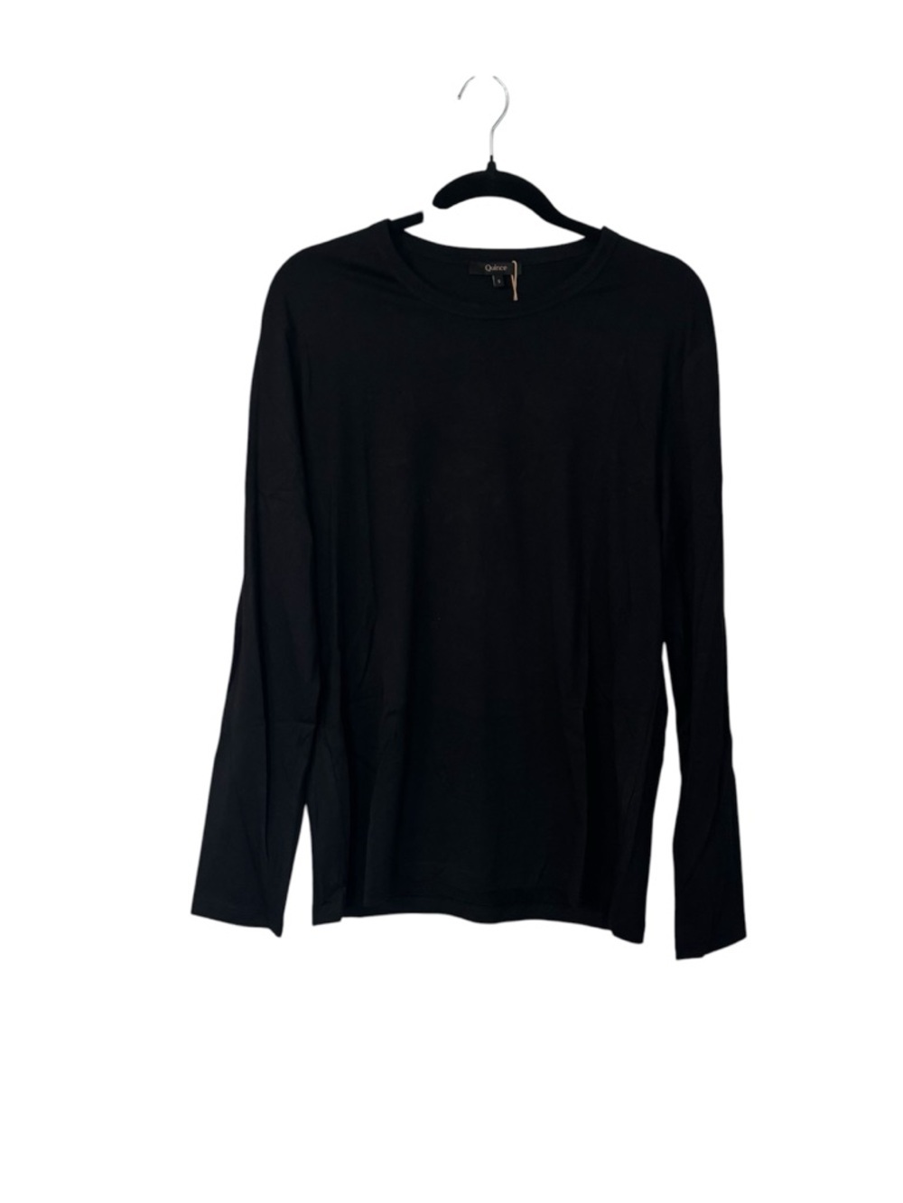 Quince Men’s 100% Pima Cotton Luxe Touch Long Sleeve Tee in Bold Black Sz S NWT